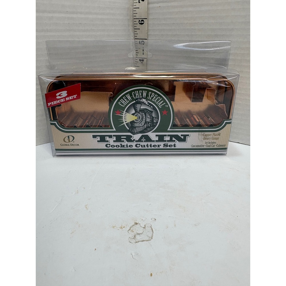 Global Decor Chew-Chew Special Train Cookie Cutter Set Copper Plated 3pc Vintage